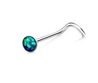 2.5mm Opal Stone Curved Nose Stud Silver NSKB-150
